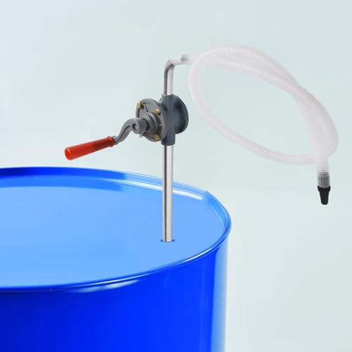 Manual Hand Crank Oil Transfer Pump Aluminum Rotary Pump for Diesel Fuel Engine Oil Hydraulic Fluid Gear Oil Rapeseed Oil with Adjustable Inlet Tube