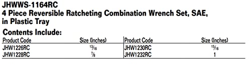 Williams WS-1164RC 4-Piece Reversible Ratcheting Combination Wrench Set - size: 4-Piece
