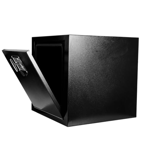 Heavy Duty Steel Plated Underbody Truck Tool Box with T-Handle Lock, Waterproof Tongue Box for Storage with Smooth Surface for Truck, Pickup, RV, Trailer - Black, 18" x 18" x 18" Inch - size: 18" x 18" x 18"