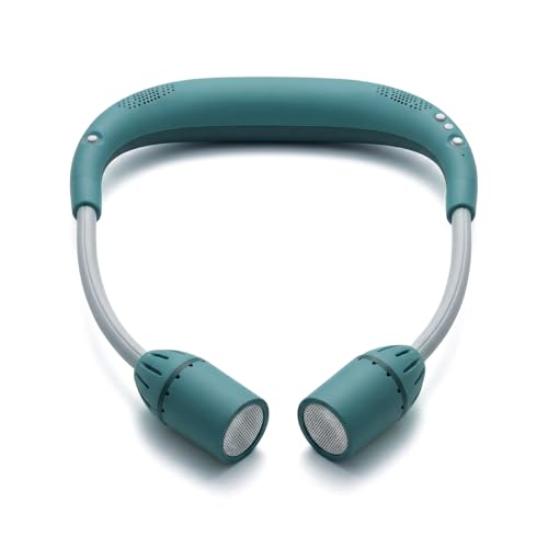 Neck Light with Bluetooth Speaker, 5 Modes, USB-C Rechargeable | Hands-free 2-in-1 neck light and Bluetooth speaker with adjustable 90° beams, 5 modes, USB-C charging, and 40+ hour runtime. - color: Cyan