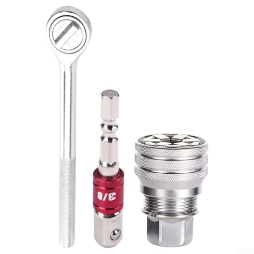 Adjustable Socket Wrench Set 10-19mm Nut Remover Tool 3/8 Drive Ratchet Kit Damaged Bolt Extractor Rounded Nut Gripper High Torque Steel Mechanic Hand Tool for Automotive Repair Tasks(A)