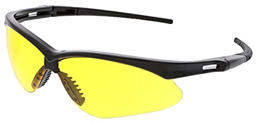 MCR Safety Glasses MP114AF Amber wrap-aroud Lens with UV-AF Anti-Fog Lens coating, Black, 1 Pair - color: Amber, size: One Size