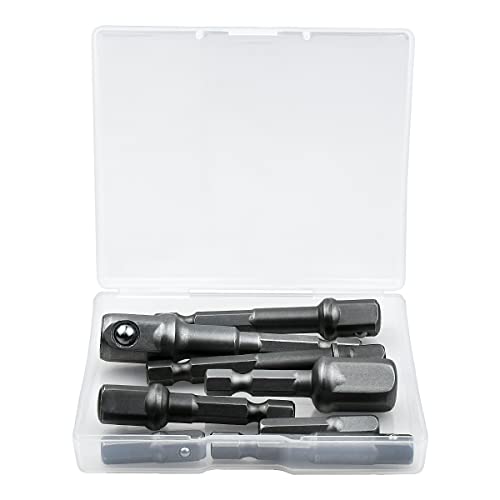 8 Pcs Drill Bit Adapter Impact Grade Socket Adapter Set Hex Shank Drill Nut Driver Bit Set Sizes 1/4", 3/8", 1/2-Inch for Screwdriver, Cordless Drill, Power Drill