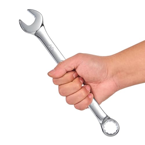 BLACK CANYON Metric 20mm Combination Wrench, 12-Point Box End & Hex Opening Design, Polished Steel - size: 20 mm