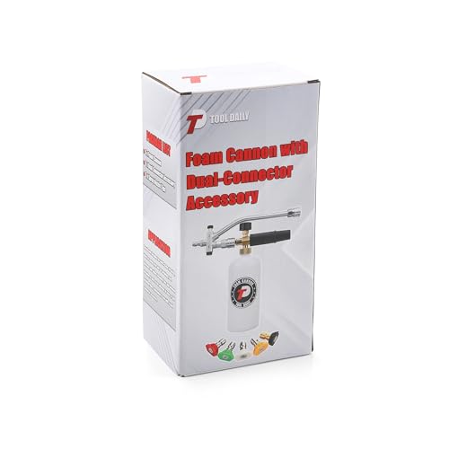 Tool Daily Foam Cannon with Dual Connector Accessory, 1/4 Inch Quick Connector, 5 Pressure Washer Nozzle Tips, 1 Liter - style: Foam Cannon with Dual Connector