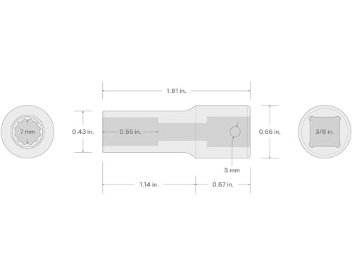 TEKTON 3/8 Inch Drive x 7 mm Semi-Deep 12-Point Impact Socket | SID14307 - size: 7 mm, style: Semi-Deep