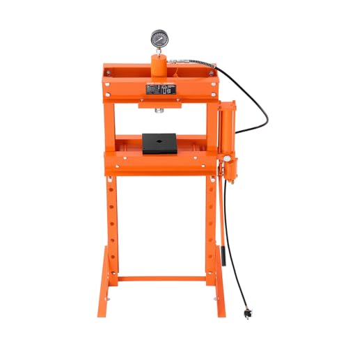 VEVOR Hydraulic Shop Press, 30 T H-Frame Pneumatic Shop Press with Press Plate & Triangular Support, Stable Garage Floor Adjustable Hydraulic Press with Relief Valve, Fit for Bending & Straightening - size: 30T