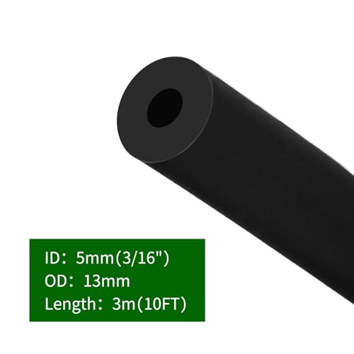 Unicaravan Silicone Vacuum Hose 10FT ID 3/16" (5mm), Wall Thickness 4mm,Matte Black Tubing, With 10PCS Clamps, Tube Cutter, screwdriver,Automotive Marine & Industrial Use - size: 3/16" (5mm) - 10FT + 10PCS Clamps + tube cutter