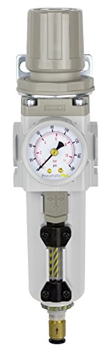 PneumaticPlus SAW300-N03BDG-MEP Compressed Air Filter Regulator Piggyback Combo 3/8" NPT - Metal Bowl, Auto Drain, Bracket, Gauge - style: Metal Bowl - Auto Drain