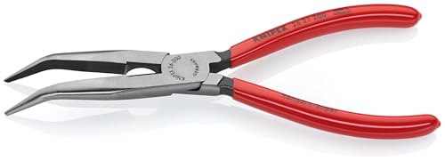 KNIPEX Tools - Long Nose Pliers With Cutter, 40 Degree Angled (2621200), 8 inches - color: Red and Silver, style: Classic