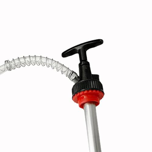 Manual Liquid Pump, Fluid Transfer Pump, Portable Oil Hand Pump for Fuel Removal, Push Suction Pump Extractor for 5 Gallon(20L) Bucket with 50 in Hose and Nozzle