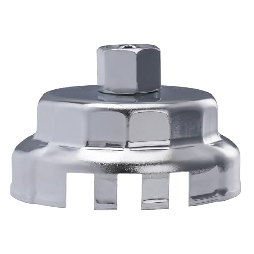 64mm 14 Flutes/6 Slots Oil Filter Cap Wrench Removal Tool Socket Compatible with Toyota, Lexus, and Scion Vehicles Equipped with 2.5L to 5.7L engines, Heavy-Duty Silver Alloy Steel - size: 6 Slot, style: Silver Alloy Steel - 6 Slot