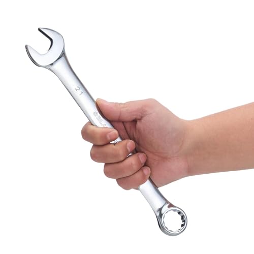 BLACK CANYON Metric 21mm Combination Wrench, 12-Point Box End & Hex Opening Design, Polished Steel - size: 21 mm