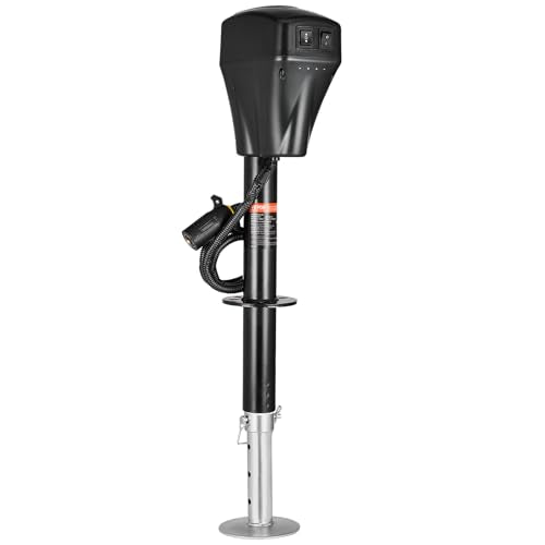 VEVOR Electric Trailer Jack, 5000 lbs, Heavy Duty RV Electric Power Tongue Jack with 7-pin Connector, Manual Crank Handle & Weatherproof Jack Cover, 10"-28.3" Lift, for Trailers, Campers & RVs, Black
