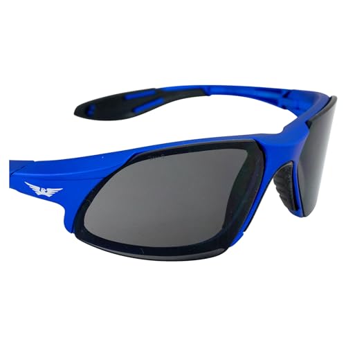 Global Vision Safety Shop Glasses - color: Blue Frame/Smoke Lens