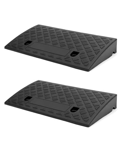 Heavy-Duty PVC Curb Ramp Set for Wheelchairs, Motorcycles, and Vehicles - 2 Pack, 2000lbs Load Capacity, All-Weather, Textured Surface