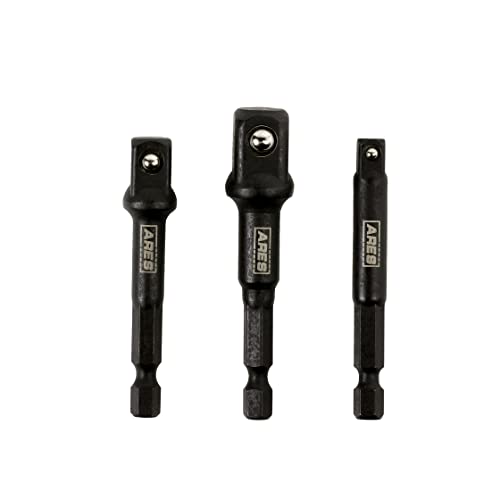 ARES 22022-3" Impact Grade Socket Adapter Set - Turns Impact Drill Driver into High Speed Socket Driver - 1/4", 3/8", and 1/2" Drive - size: 3-Inch Socket Adapter