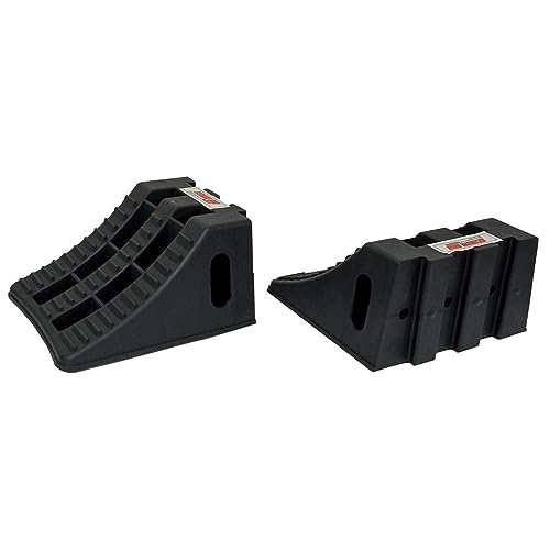 Extreme Max 5800.5852 Heavy-Duty Interlocking Wheel Chock for Tandem Axle Trailers and RVs - 9.2" x 8.2" x 4.7", Pair