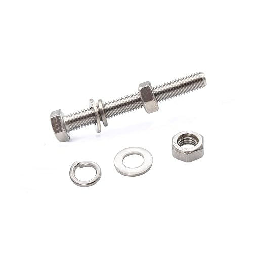 4-Pack M8 x 140mm Hexagon Screws Hex Bolts with M8 Nuts Flat Washers/Spring Lock Washers Set, 304/18-8, Plain Finish - size: M8 x 140mm 16pcs