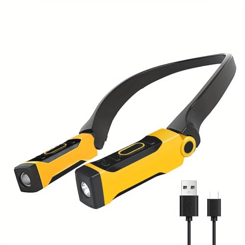 200 Lumens Bright LED Hands-Free Neck Light, Multicoloured Rechargeable Neck Flashlight,Knitting Light, Around The Neck Reading Light,one Size, Yellow