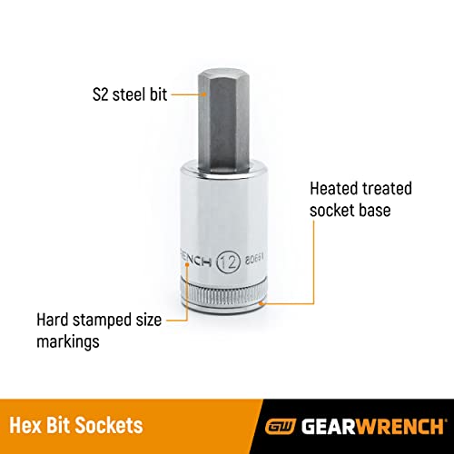 GEARWRENCH 1/2" Drive Hex Bit Socket, 14mm - 80662 - size: 9/16"