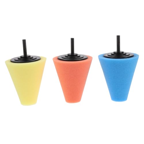 3pcs Car Wheel Polishing Cone Buffing Pads Set Auto Wheel Polishing Sponge for Drill Buffing and Car Maintenance