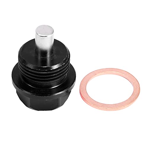 X AUTOHAUX 2 Set M20x1.5 Oil Drain Plug Magnetic Aluminum Alloy Sump Drain Nut Oil Drain Bolt with 2 Washer for Car Motorcycle Black - size: M20x1.5