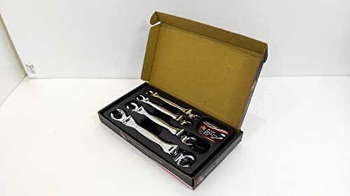 Double Flexible Flare Nut Wrench,5/16" x 7/16", 3/8" x 1/2", 9/16" x 5/8", 11/16" x 3/4",Line Wrench,Oil Nut wrench, 210° Activity angle, 4PIECE SAE SIZE Gift for Man,With wrench rack - color: Sae Double Flexible Head Flare Nut Wrench 5/16 * 7/16-3/8 * 1/