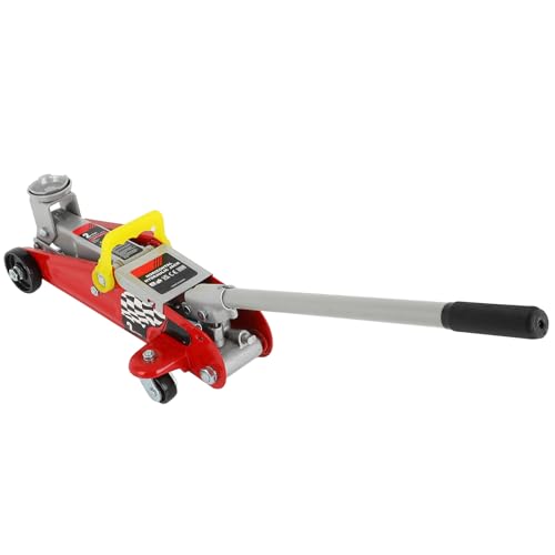 OCPTY Low Profile Floor Jack 2 Ton (4400 lbs), Heavy Duty Iron Hydraulic Racing Floor Jack, Hydraulic Car Jack, Single Piston Quick Lift Pump, 4.92"-11.81" Height Lifting Range (red)