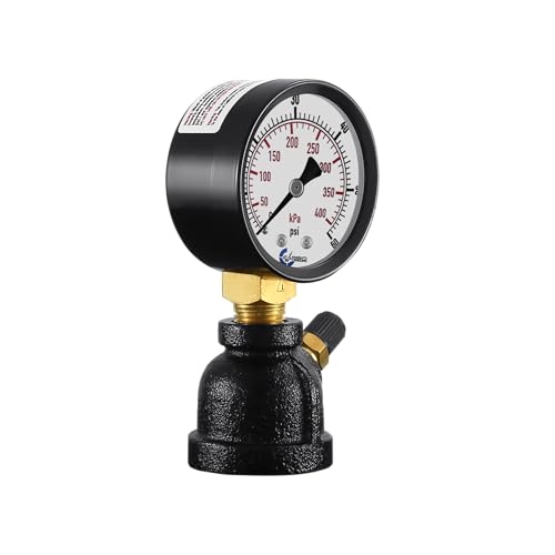 Gas Test Pressure Gauge, 1” FNPT Connection, Brass Valve, Chrome Plated Steel Body Assembly. (Steel Black, 1" FNPT 0-30 psi) - size: 1" FNPT 0-30 psi, style: Steel Black