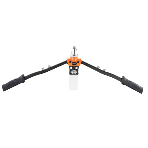 VEVOR Pop Rivet Gun Kit, with 230 Blind Rivets, Two-Handed Riveter with 5 Interchangeable Nosepieces, 5 Drill Bits, and a Carrying Case, Manual Riveting Tool for Metal, Automotive, Home, and DIY - size: 16", style: RIVET GUN