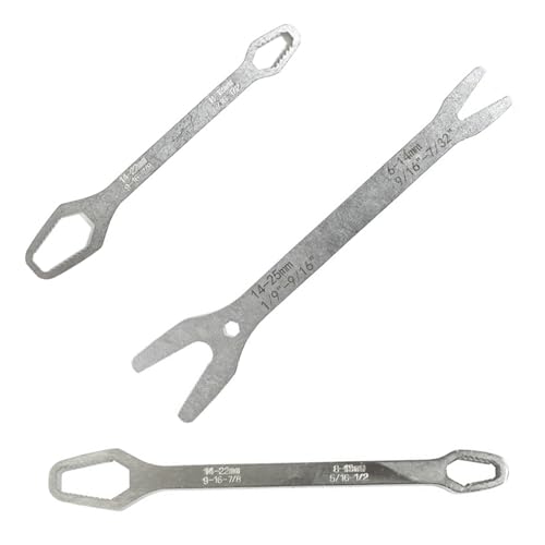 3Pcs Universal Self Adjusting Wrench Set Auto Tightening Double Head Spanner Anti Slip Metric SAE Fastener Tool for 6mm-25mm 1/4in-1in Nuts Bolts Garage Automotive Maintenance - color: Silver
