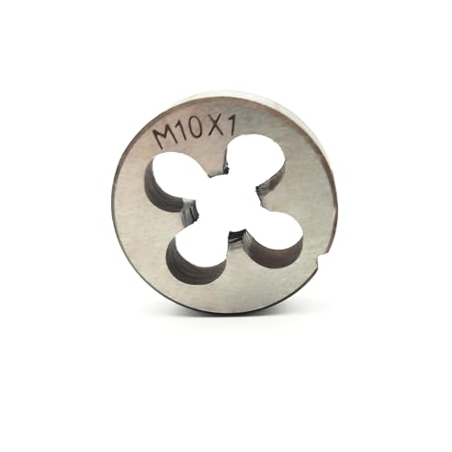 AtticZone M10 x 1.0 Metric Hand Thread Tap and Die Set, Right Hand 10 * 1.0, Alloy Tool Steel, 1 Taper Tap, 1 Plug Tap, 1 Round Die for Metal Working DIY Industrial - size: M10x1.0