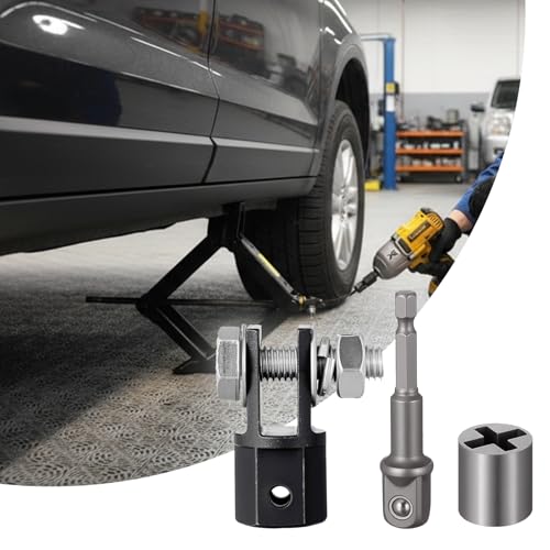 3Pcs Scissor Jack Adapter Set for Car, Heavy Duty Universal Jack Socket Adapter for Hand Drill Scissor Car Jacks with a 1/2 in Socket Adapter Bit for 1/2 in Impact Wrench or 13/16 in Lug Wrench
