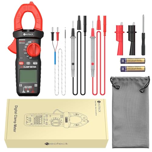 Neoteck Clamp Meter 4000 Counts Amp Meter for TRMS AC Current AC/DC Voltage 600A Auto Range Digital Multimeter with Capacitance Continuity Resistance NCV Diode Test for Car Electric Cabinet - style: Red,600A AC Current