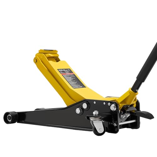 VEVOR Low Profile Floor Jack, 3 Ton (6614 lbs) Capacity, Steel Racing Floor Jack with Dual Pistons Quick Lift Pump & SUV Adapter, Hydraulic Trolley Car Lift for Sports Cars, Lifting Range 2.95"-19.7" - style: Steel