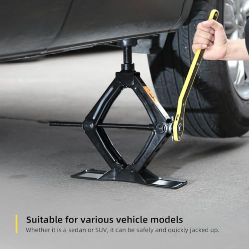 Scissor Jack 1.8 Ton Kit for Car SUV Truck | Ratchet system. Oversized base. Includes lug wrench, gloves, storage bag. For sedan SUV truck. - style: 1.8 Ton Scissor Jack + Lug Wrench