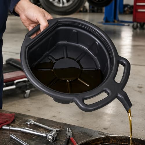 Oil Drain Pan, Motor Oil Drip Catcher Pan, 2 Gallon (8L) Capacity