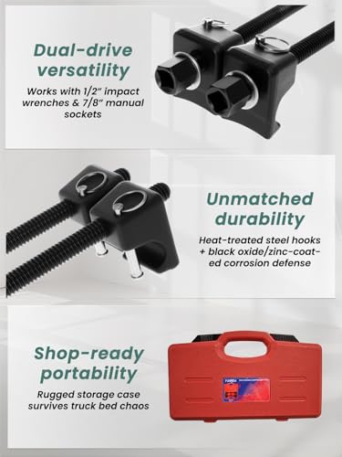 Coil Spring Compressor Tool 2pc Macpherson Strut Spring Compressor Tool for Suspension Work for 1/2" Square Drive, 7/8'' (22mm) Hex Socket