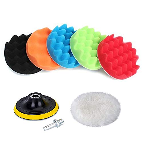 Yesallwas Car Foam Drill Polishing Pad Kit 8Pcs,4 Inch Buffing Pads Kits Drill Buffer Attachment,Thin Sanding Sponge for Drill Buffing,Car Sanding,Polishing,Waxing,Cleaning Set (4 Inch) - size: 4"/100mm 8pcs