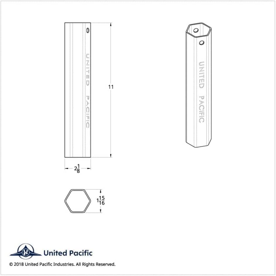 United Pacific 10259 11-inch Plastic Lug Nut Cover Socket for Plastic Lug Nuts, Easy Install & Removal of Plastic Lug Nut Covers, HEX Shape - 1 Unit - size: 11-Inch