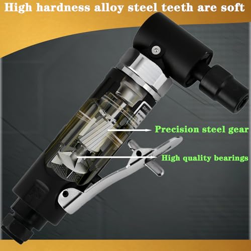 Air Angle Die Grinder,1/4 pneumatic Right Angle Die Grinder, 20000 RPM, 90 degree pneumatic rotation, For grinding, cutting, polishing, weld repair, and deburring, including 1/4 &1/8Collets Included