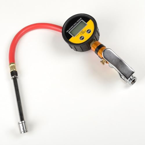 ATE Pro. Tools - 15pc Air Compressor Accessory Kit, 1/4 inch x 25 ft Recoil Poly Air Hose, 230 PSI Tire Inflator Digital Gauge, 1/4" NPT Quick Connect Air Fittings, Blow Gun, Dual Tire Chuck