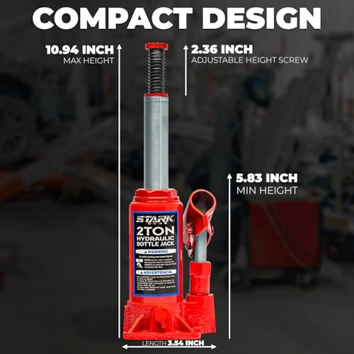 XtremepowerUS 2-Ton Portable Hydraulic Bottle Jack Stand Hydraulic Jack Lift Farm RV Truck Lifting Equipment Shop Hand Pump (5,000 LBS) Capacity - size: 2 Ton