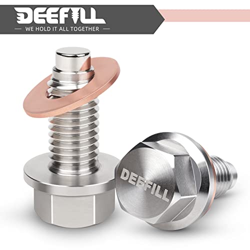 M12 x 1.75 Magnetic Oil Drain Plug, Stainless Steel Sump Drain Nut Bolt with Copper Crush Washer Compatible with GMC, Chevrolet, Buick, Cadillac