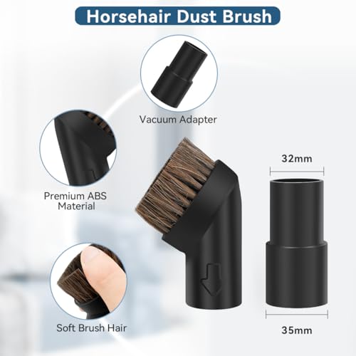 SEVNX Universal Vacuum Attachments Kits for Shop Vac, 2 1/2" to 1 1/4" Vacuum Adapter, 1 7/8" to 1" Hose Adapter Dust Brush Flexible Crevice Extension Wand Tool for Shop Vac Accessories(14 PCS)