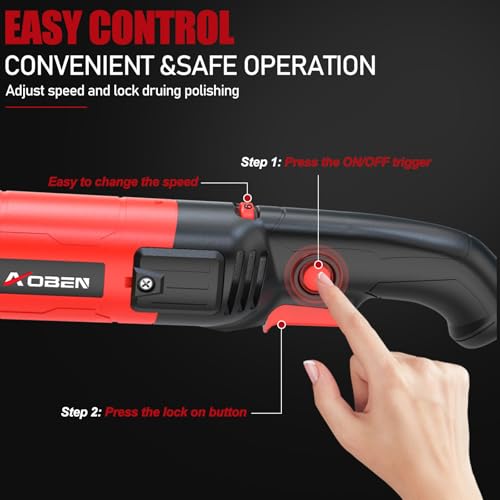 AOBEN 1600W Rotary Buffer Polisher,7 Inch/6 Inch Car polisher with 6 Variable Speed,Detachable Handle for Car Detailing - size: AT3501D-1