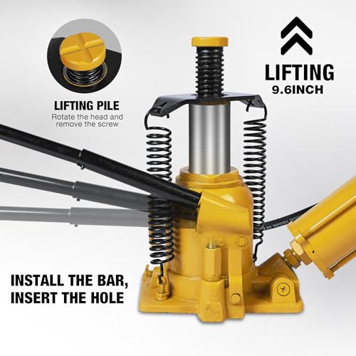 YELLOW JACKET Low Profile 20 Ton Air Bottle Jack 20 Ton with Aluminum Alloy Pump and Unique Slow Release Equipment