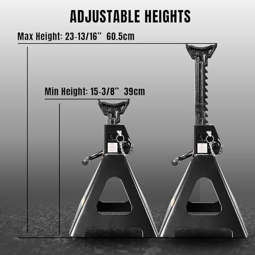 Big RED AT46002ABR Torin Double Locking Steel Jack Stands, 2 Pack, 6 Ton (12,000 lb), Black - color: Black, size: 6 ton, style: Double Locking