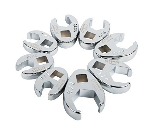SUNEX 3/8-Inch Drive Crowfoot Flare Nut Wrench Set, SAE 3/8-Inch - 7/8-Inch & Metric Size 10 - Size 19, 18-Piece
